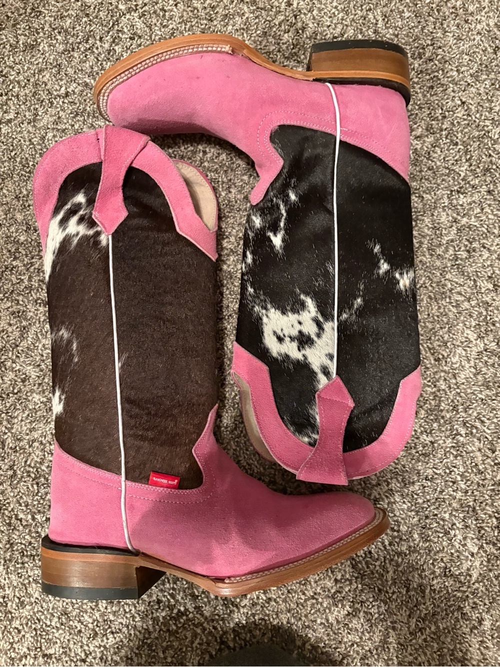 Rancher boots Pink Suede & Cowhide Western Boots - Women 7.6